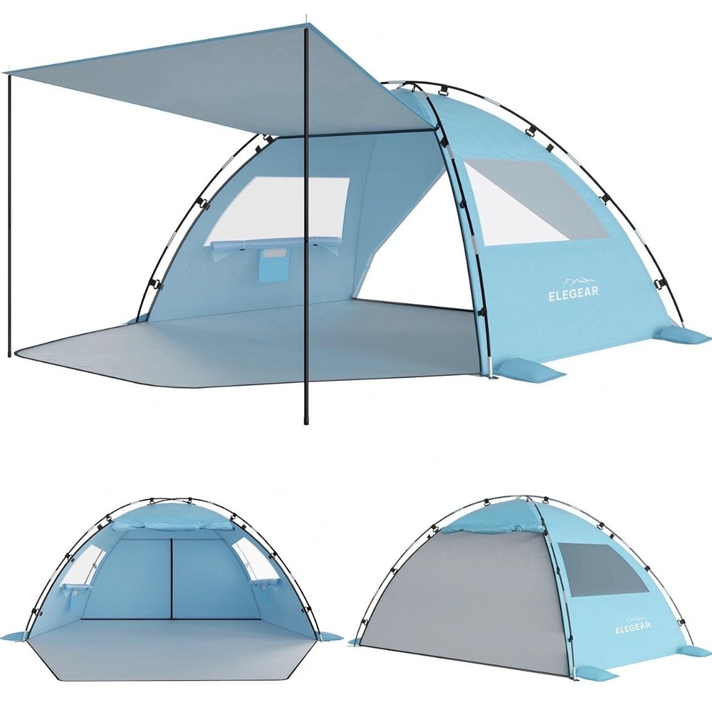 Elegear CumbreX Beach Tent Sun Shelter Shade 4-5 Person Sky Blue UPF 50+